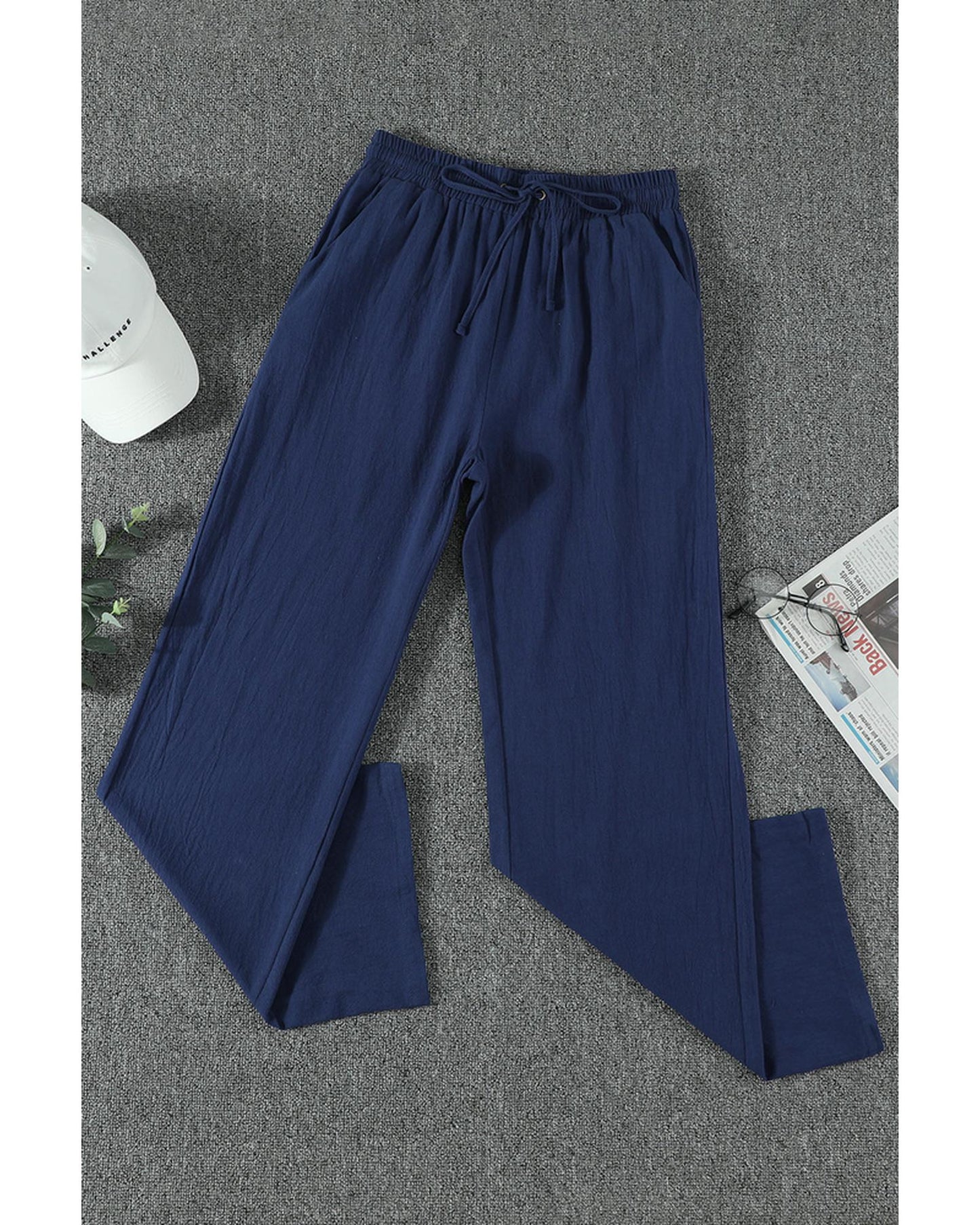 Azura Exchange Elastic Waist Drawstring Pants with Pockets - L