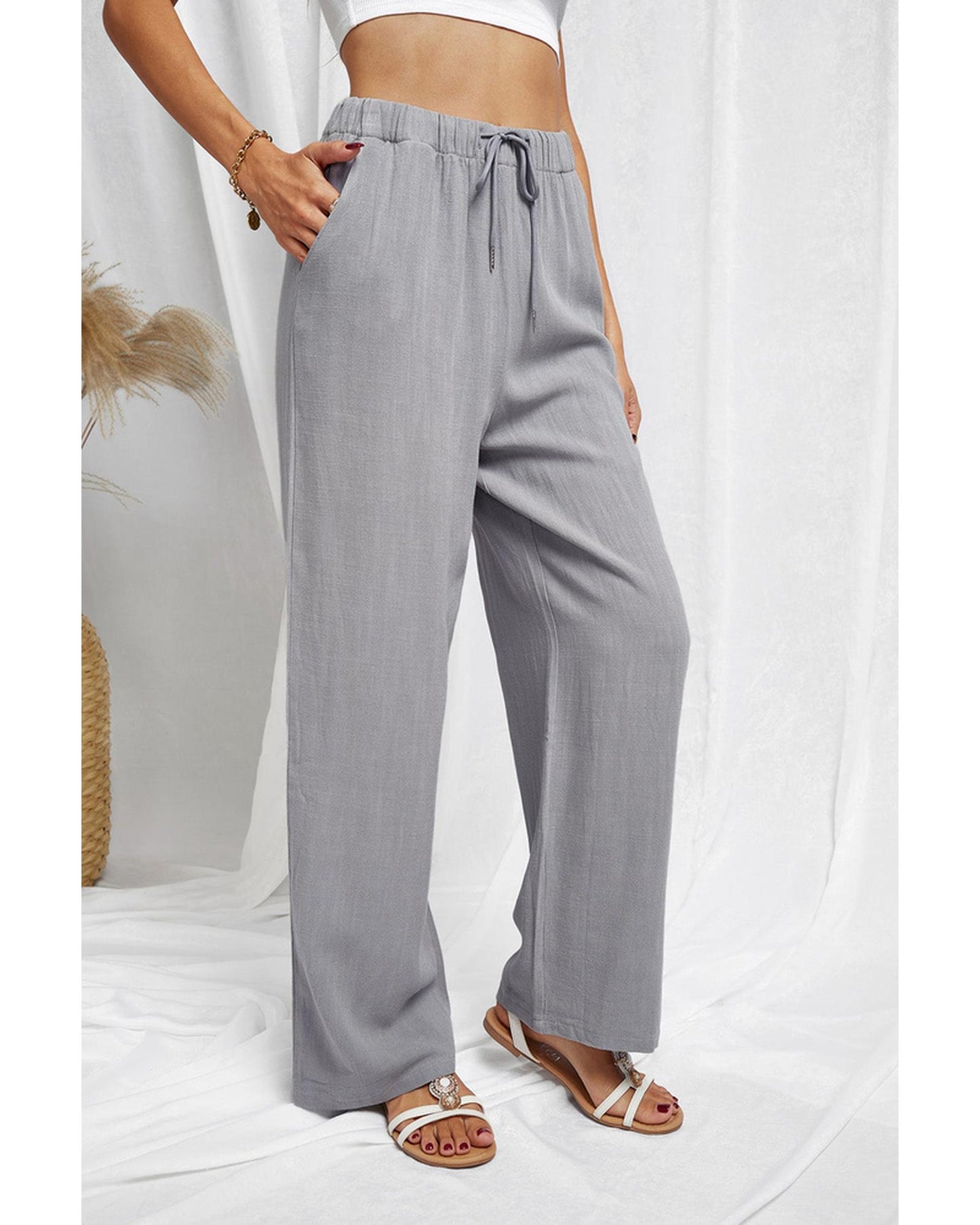 Azura Exchange Drawstring Wide Leg Pants - M