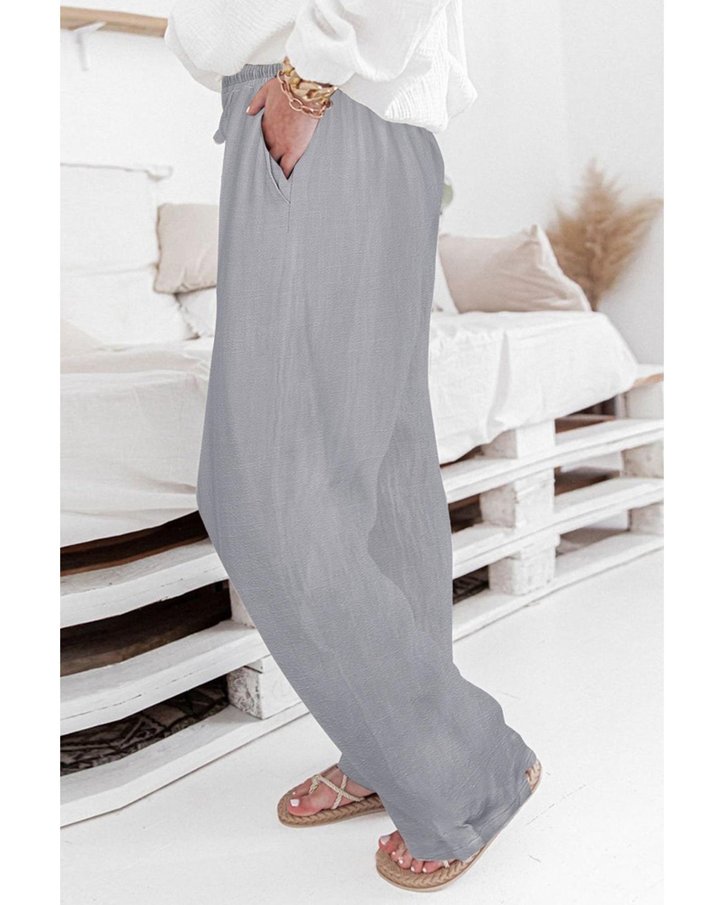 Azura Exchange Drawstring Wide Leg Pants - M