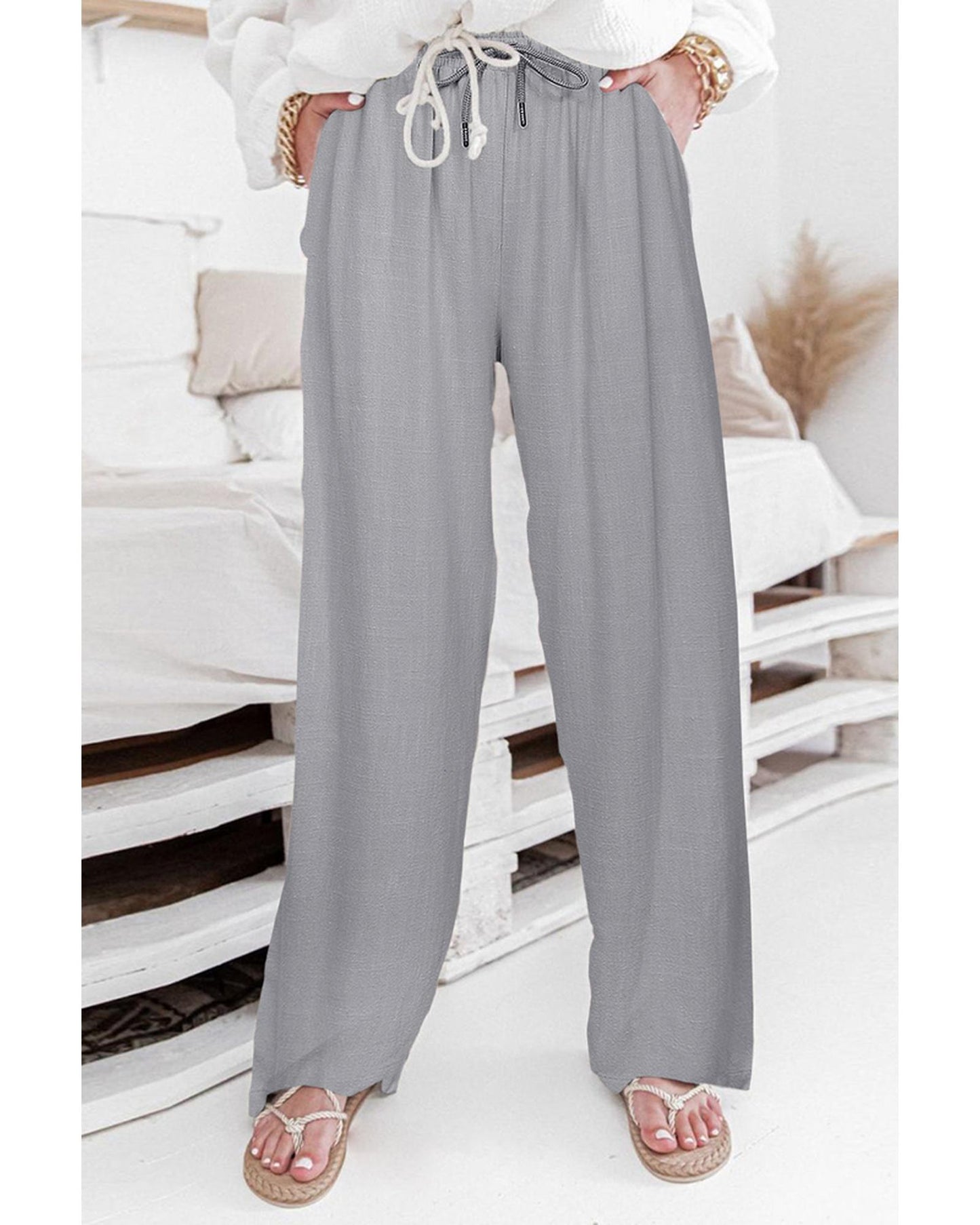 Azura Exchange Drawstring Wide Leg Pants - S