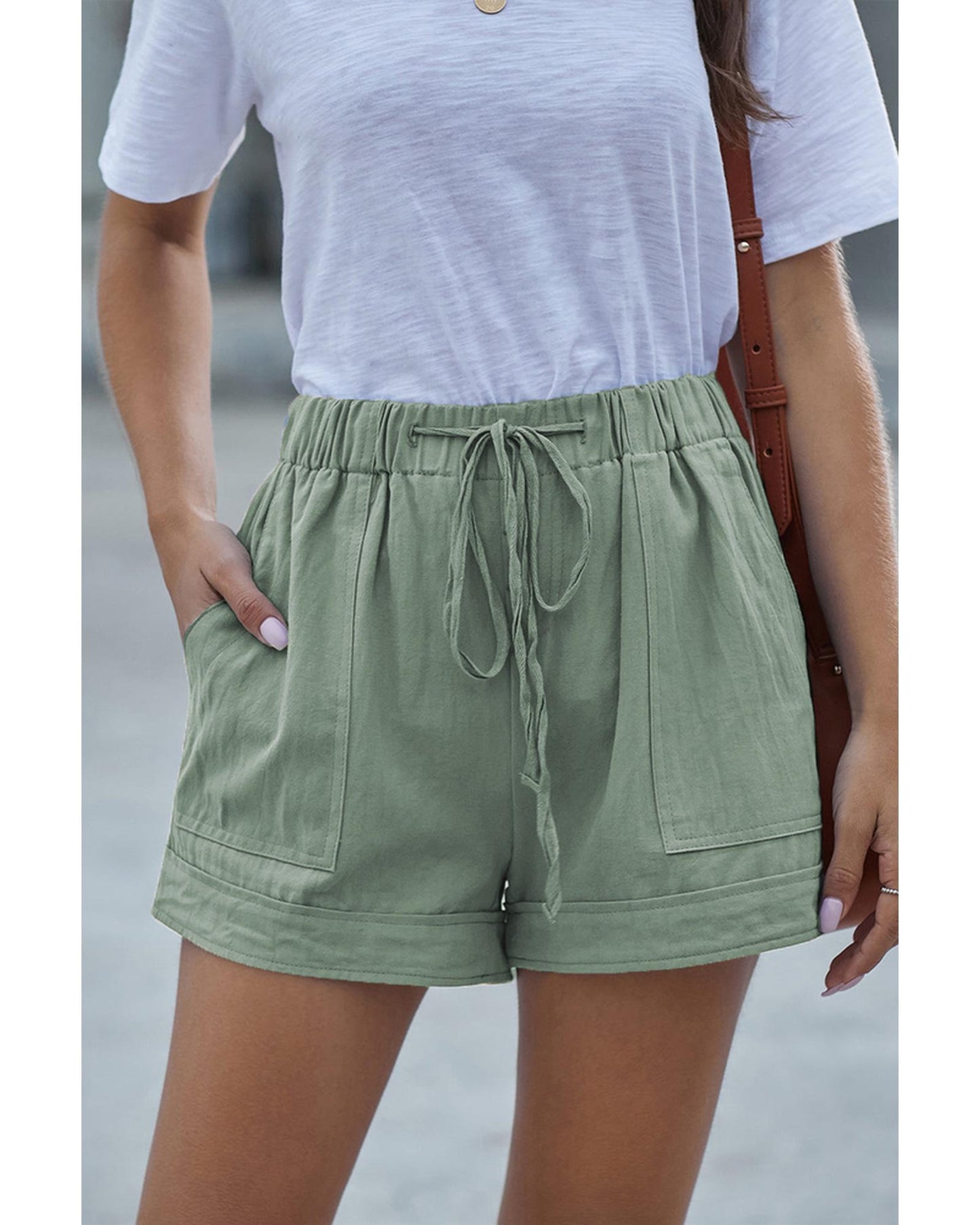 Azura Exchange Green Pocketed Tencel Shorts - M