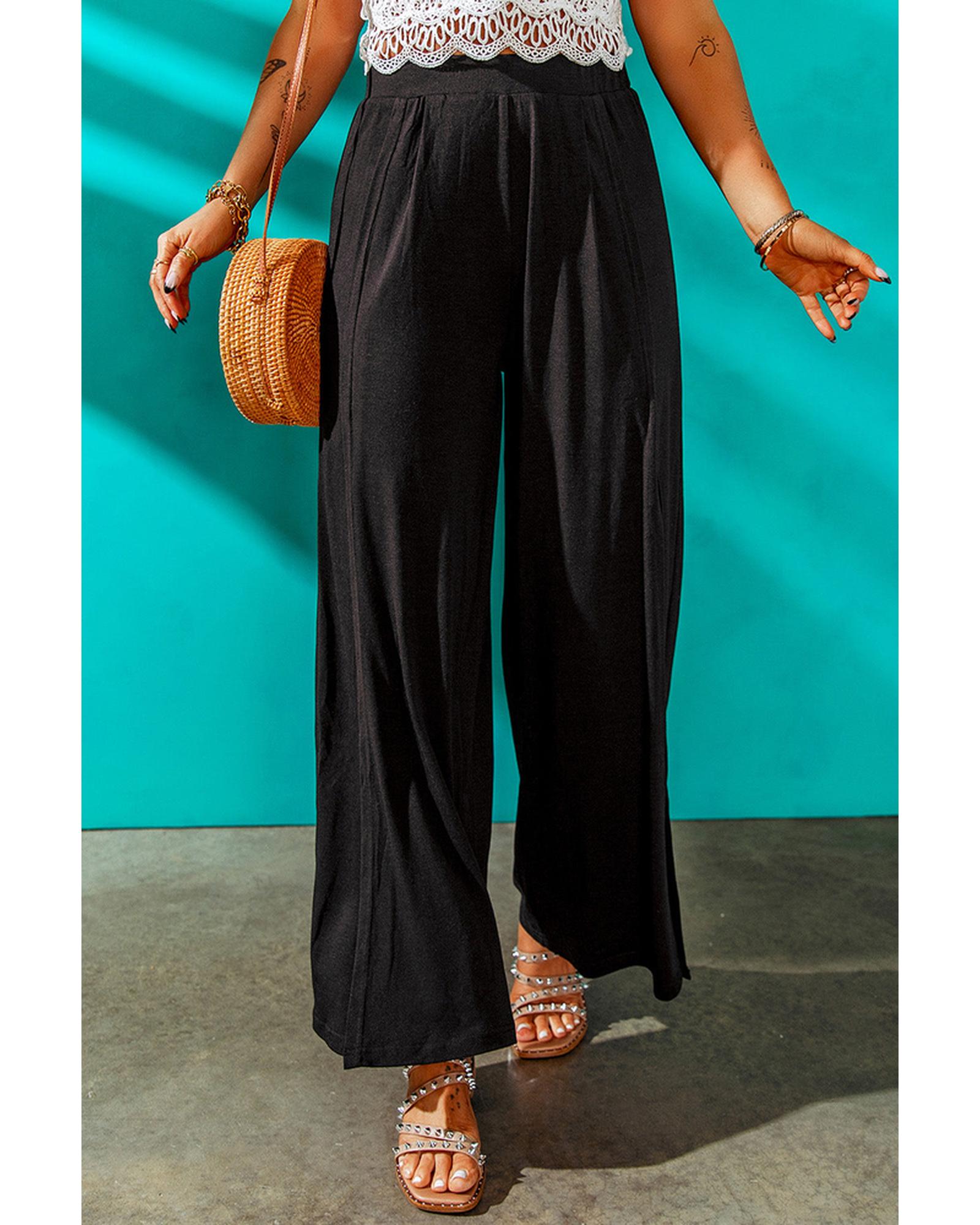 Azura Exchange Side Slit Wide Leg Pants - M