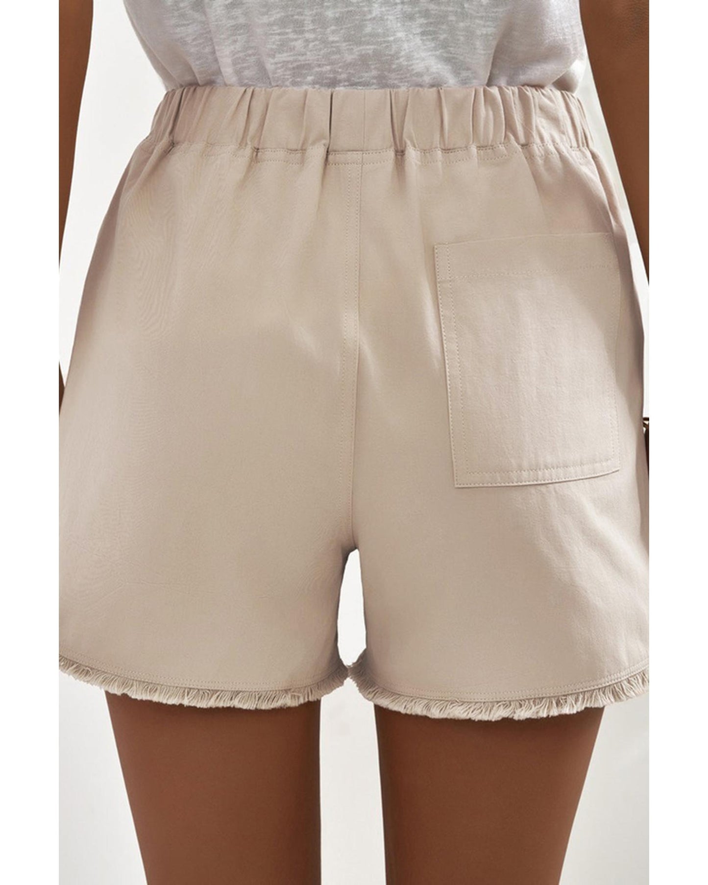 Azura Exchange Drawstring Frayed Hem Pocketed Shorts - S