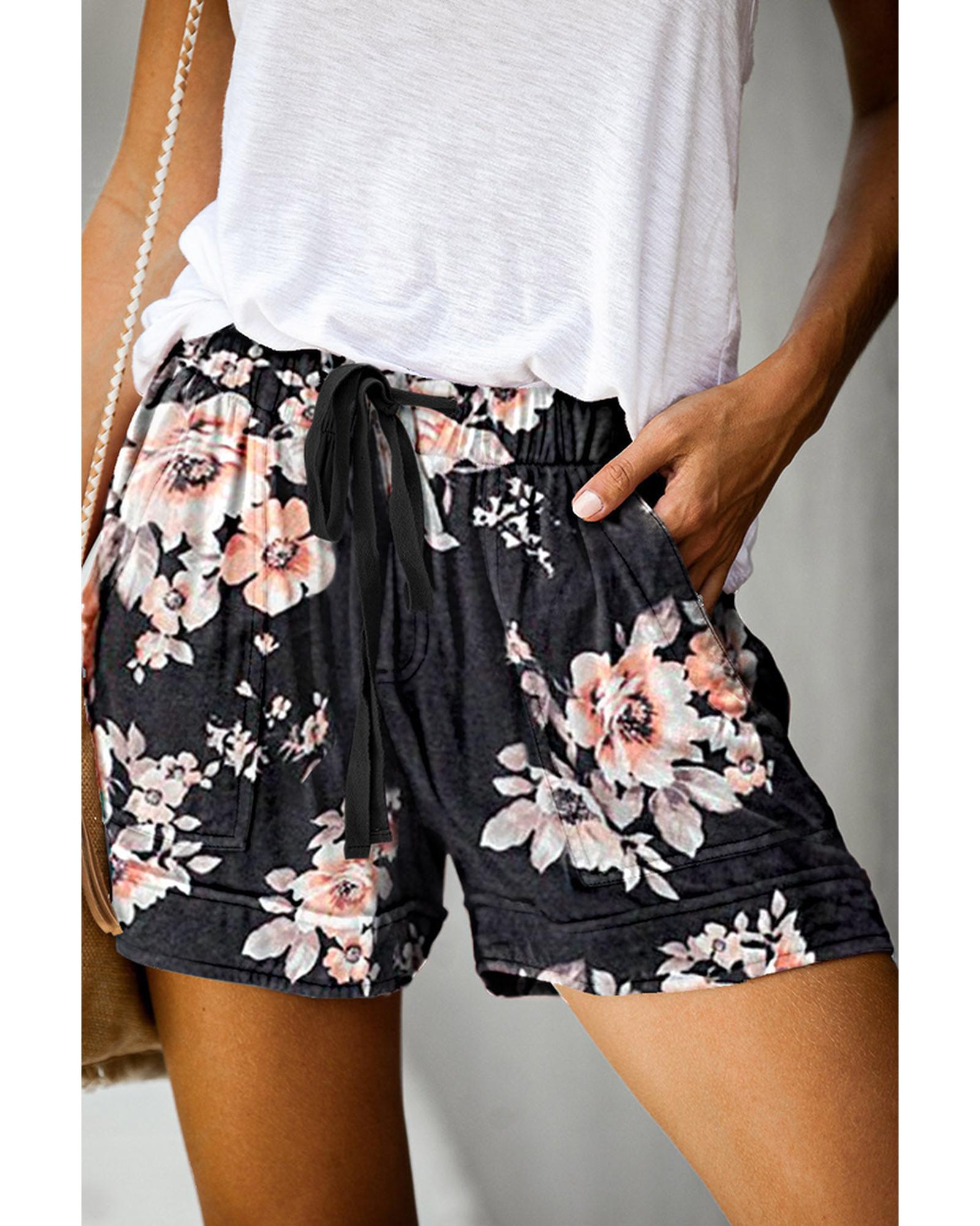 Azura Exchange Print Drawstring Casual Elastic Waist Pocketed Shorts - 2XL