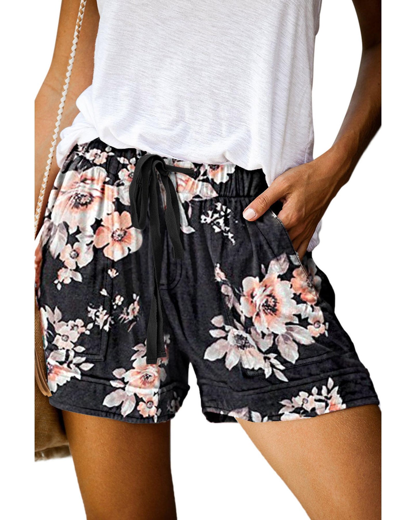 Azura Exchange Print Drawstring Casual Elastic Waist Pocketed Shorts - XL