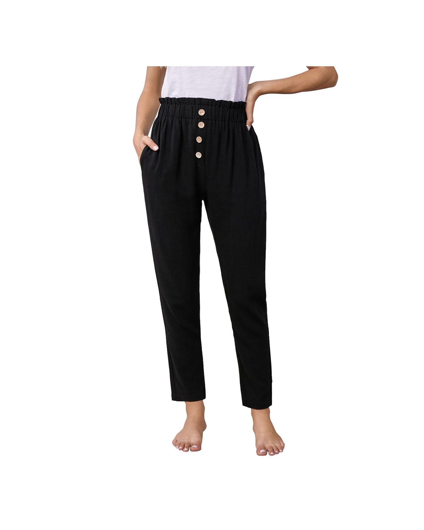 Azura Exchange Linen Blend Pocketed Pants - L