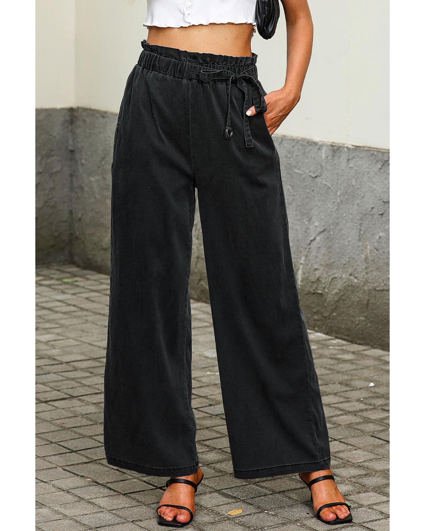 Azura Exchange Pocketed Wide Leg Tencel Jeans - 10 US