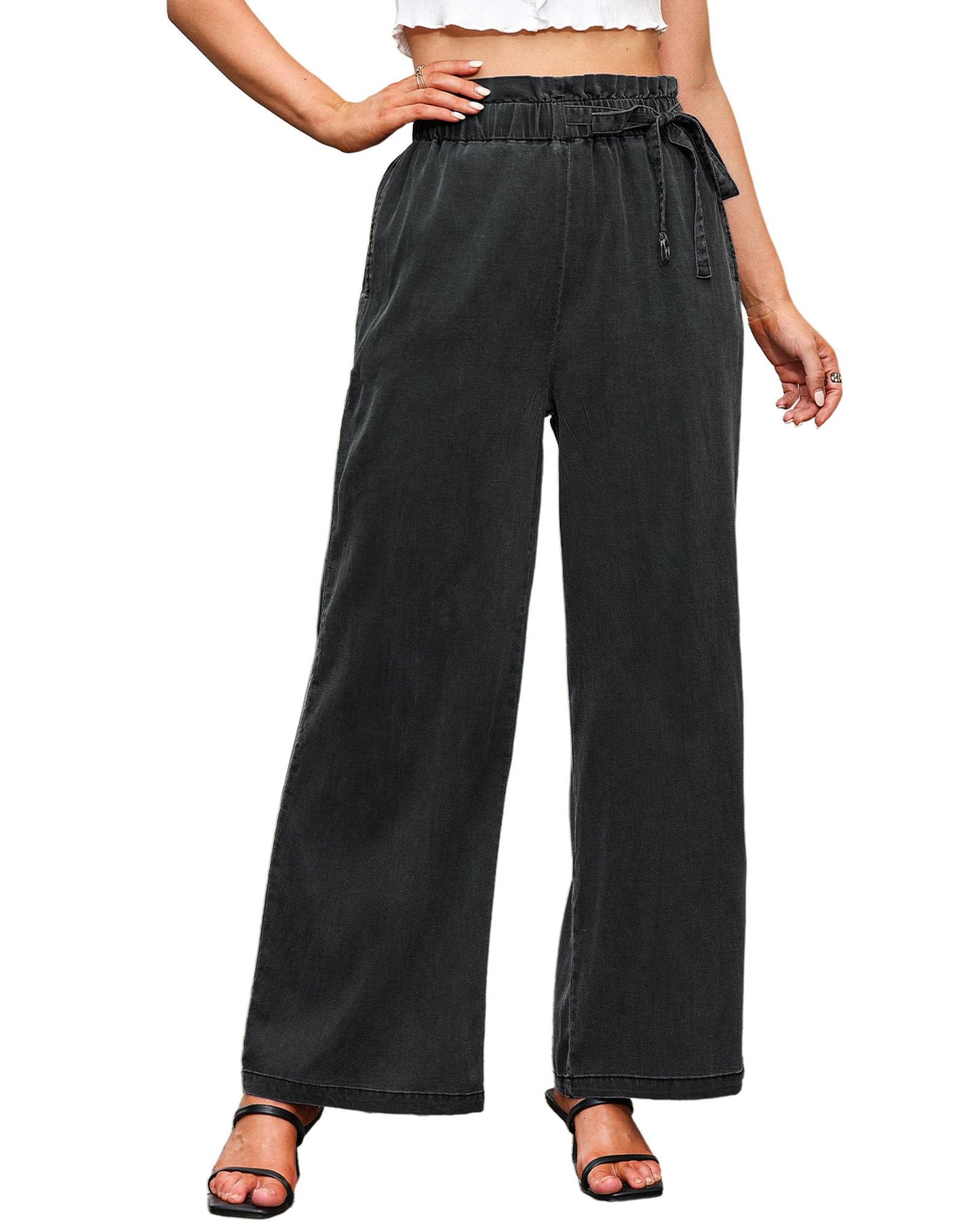 Azura Exchange Pocketed Wide Leg Tencel Jeans - 14 US