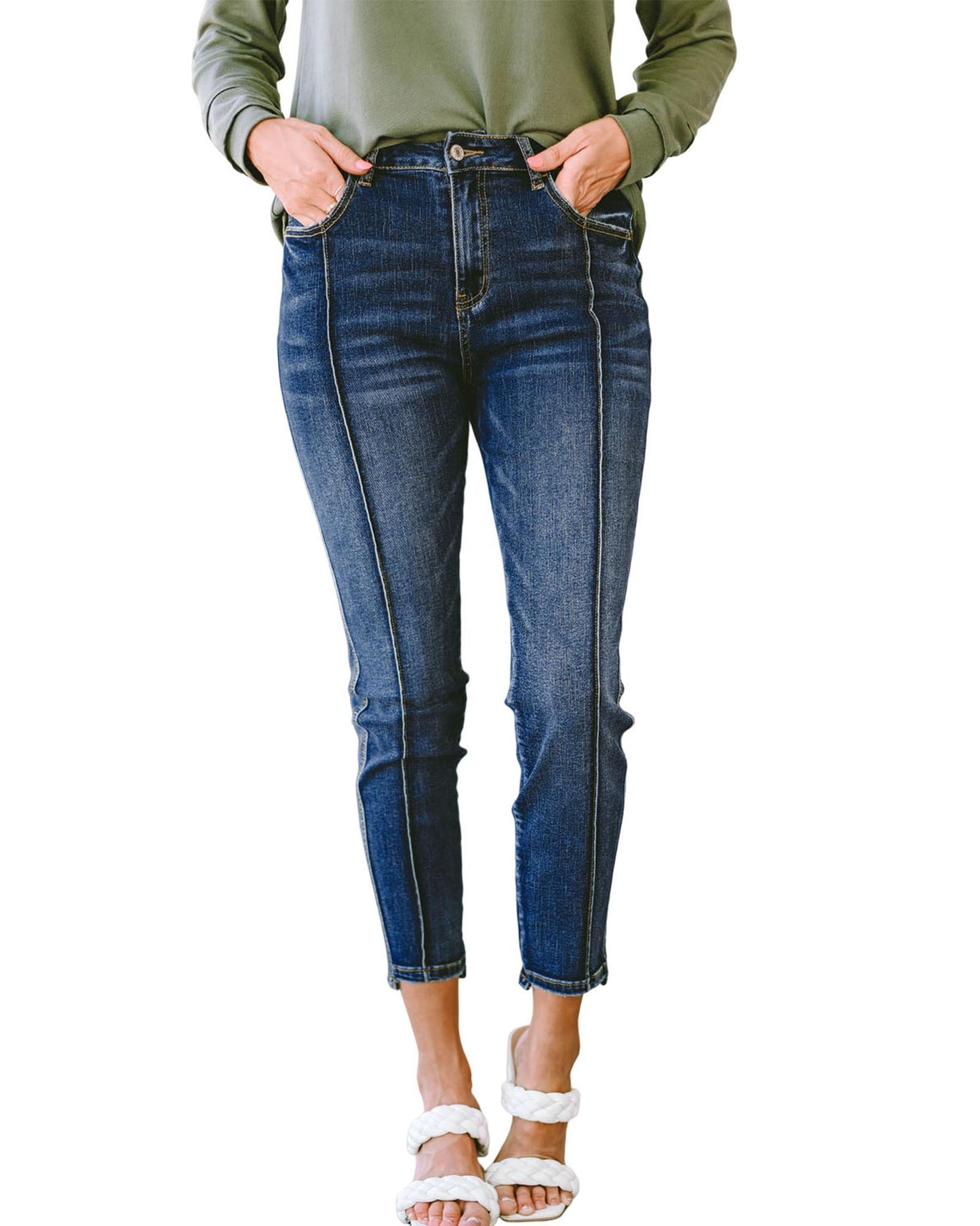 Azura Exchange Seamed High Waist Skinny Fit Jeans - 10 US