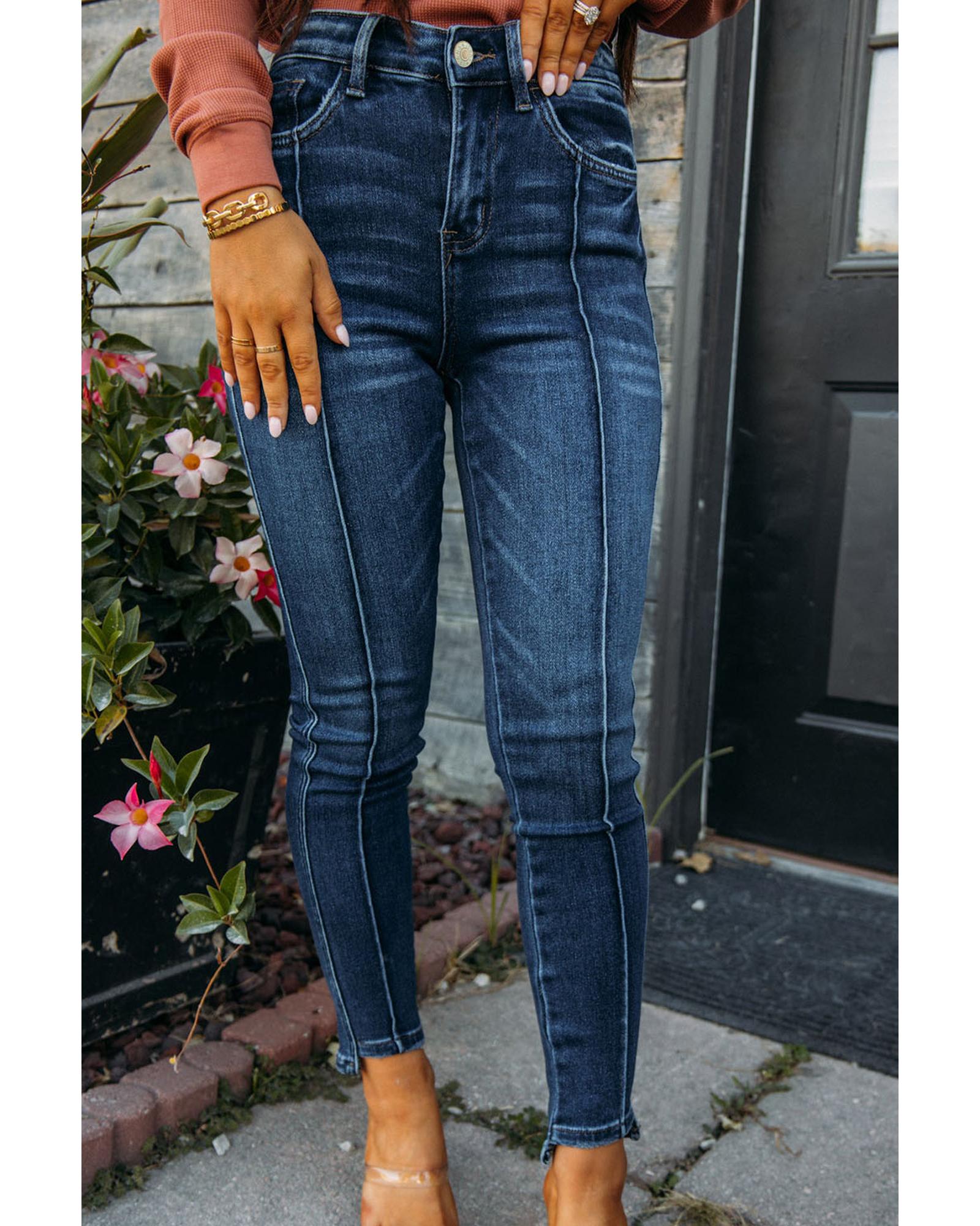 Azura Exchange Seamed High Waist Skinny Fit Jeans - 16 US