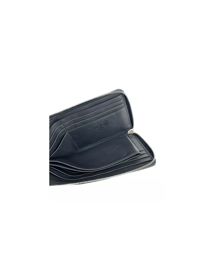 Black Leather Travel Organiser with Multiple Compartments One Size Men