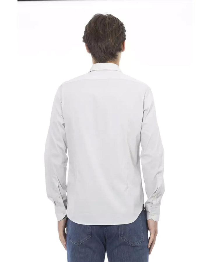 Slim Front Closure Shirt with Italian Collar and Logo Detail 42 IT Men