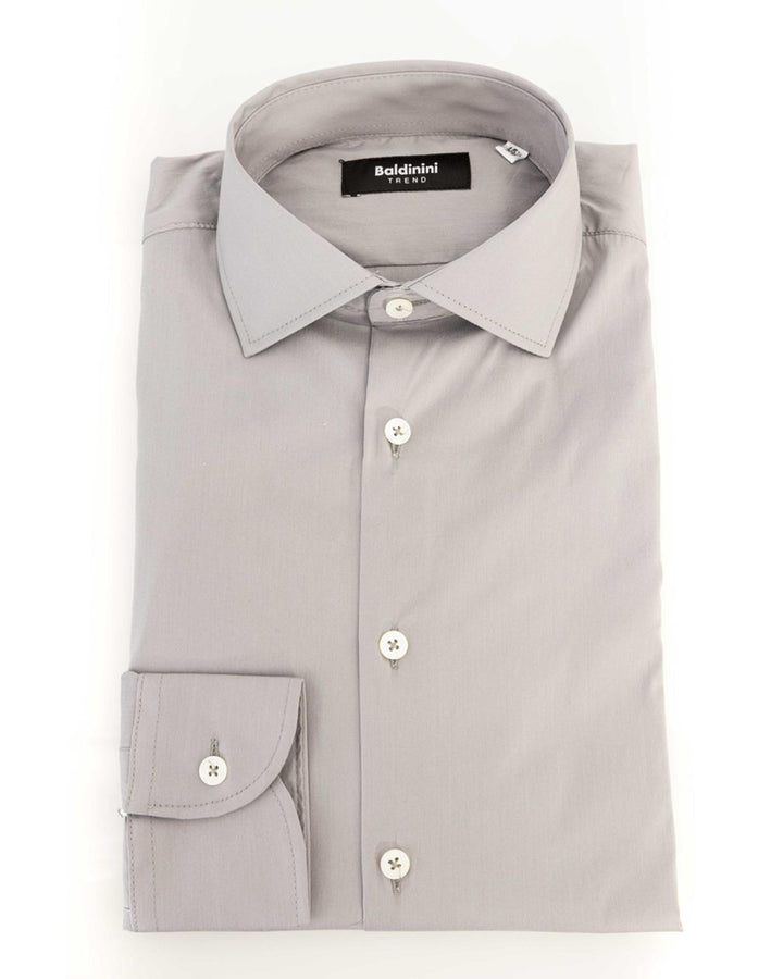 Slim Fit Button Front Shirt with Italian Collar and Logo Insert 39 IT Men