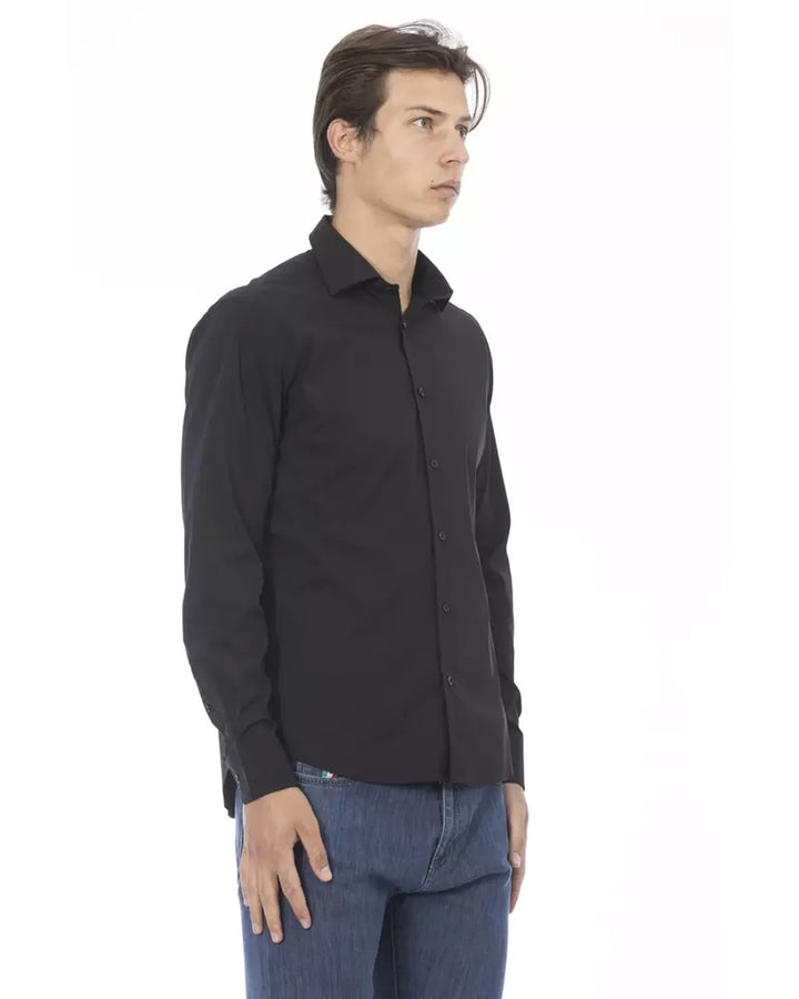 Slim Button-Front Shirt with Italian Collar and Logo Detail 38 IT Men