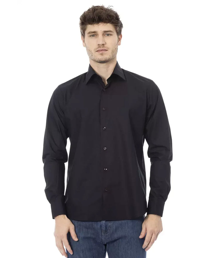 Regular Fit Italian Collar Shirt with Button Front Closure and Cuffs 44 IT Men