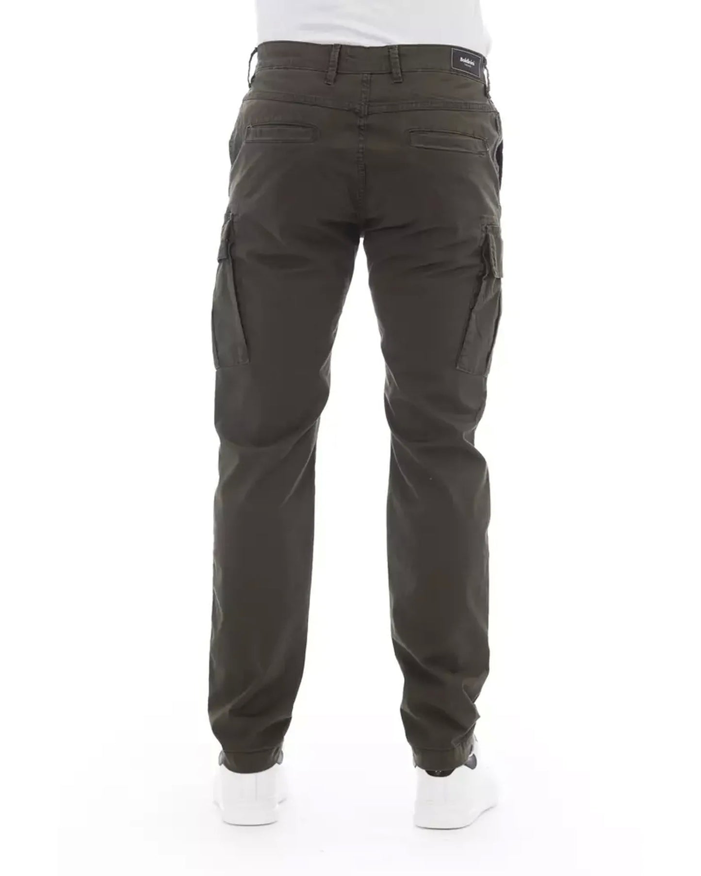 Solid Color Cargo Trousers with Zipper and Button Closure W32 US Men