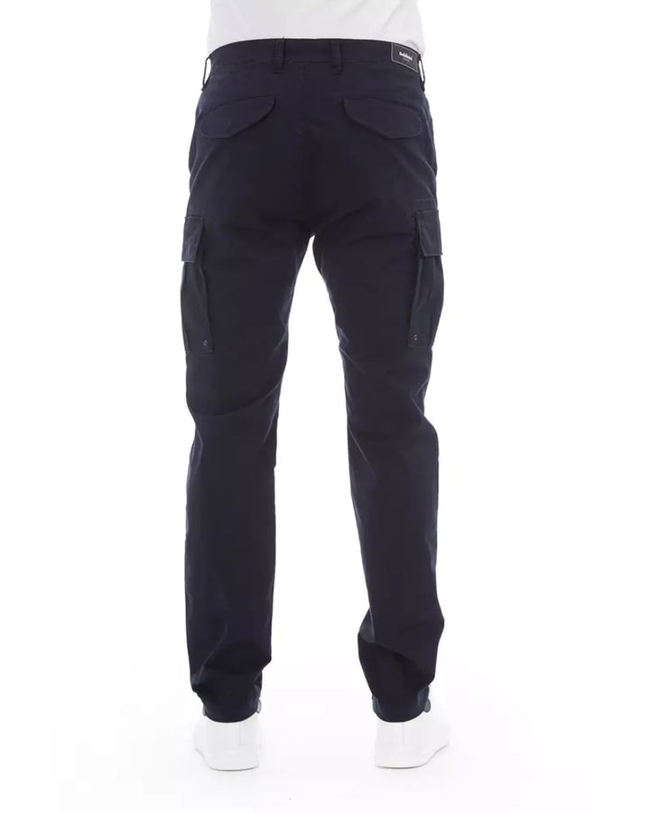 Solid Color Cargo Trousers with Front Zipper and Multiple Pockets W36 US Men