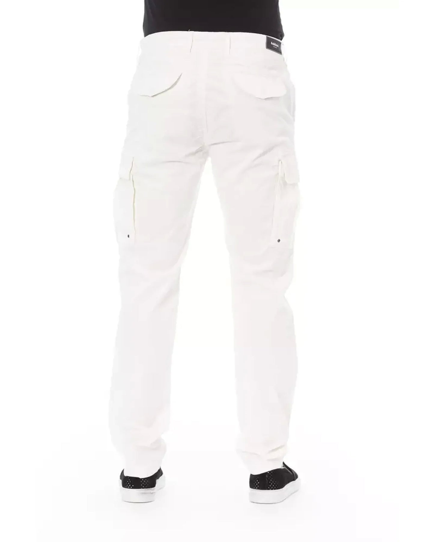 Solid Color Cargo Trousers with Zipper and Button Closure W32 US Men