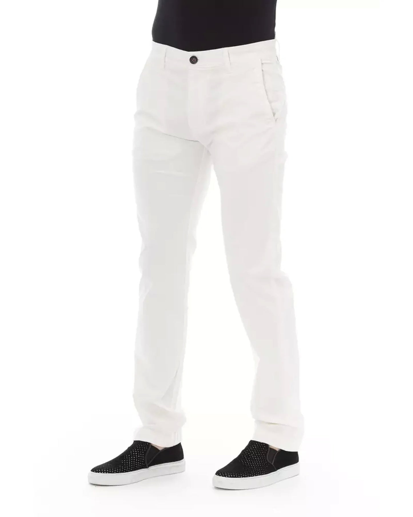 Solid Color Chino Trousers with Zipper and Button Closure W32 US Men