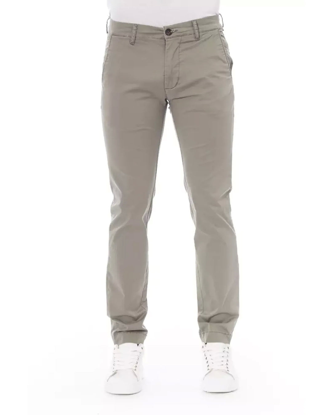 Chino Trousers with Front Zipper and Button Closure W32 US Men