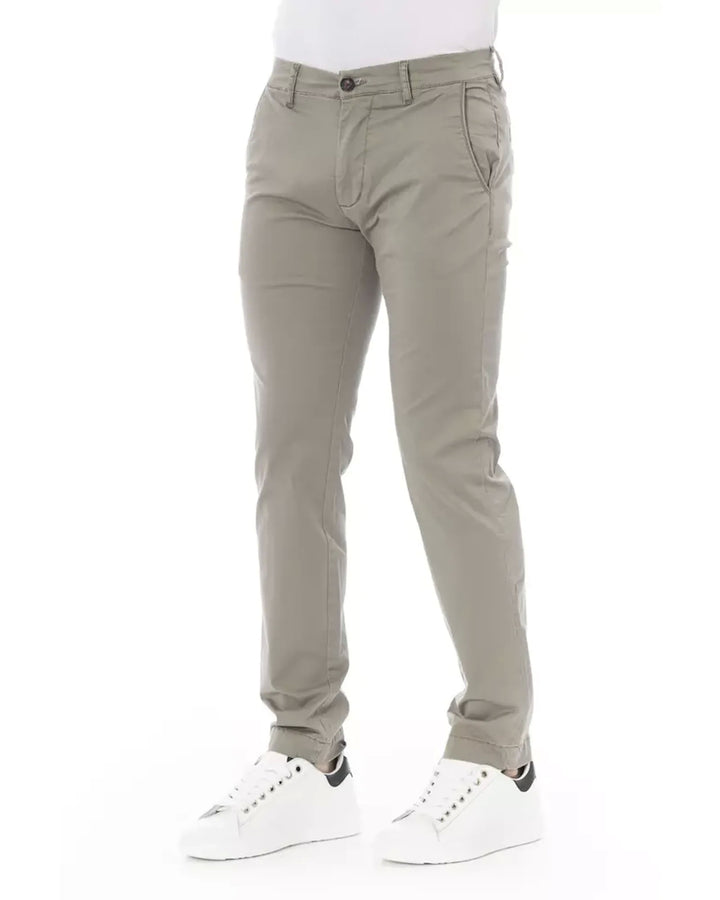 Chino Trousers with Front Zipper and Button Closure W32 US Men