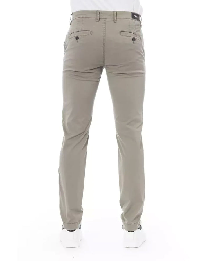 Chino Trousers with Front Zipper and Button Closure W34 US Men