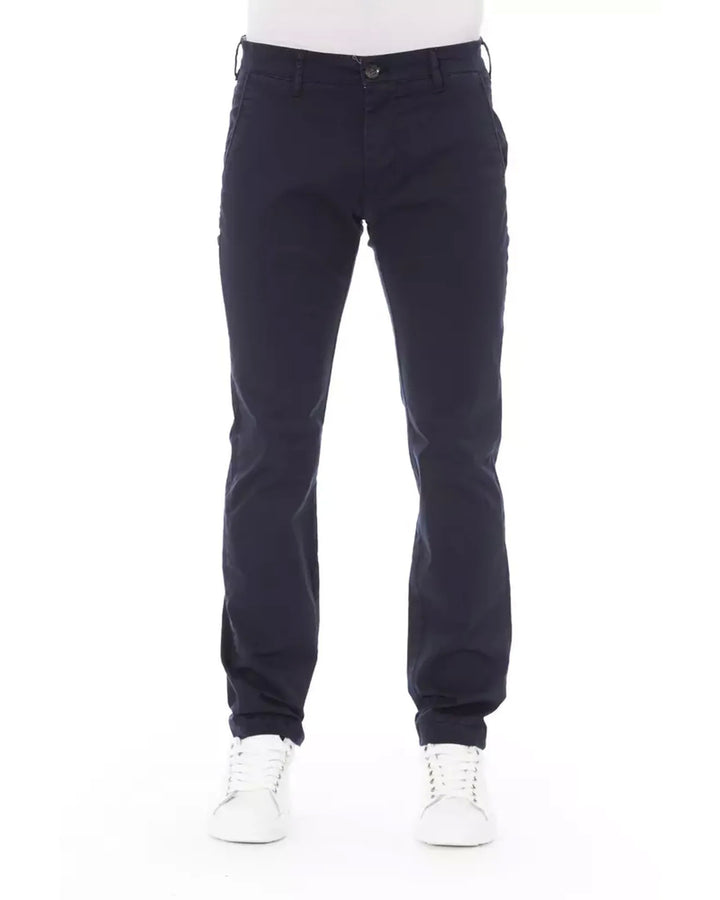 Solid Color Chino Trousers with Zipper and Button Closure W32 US Men