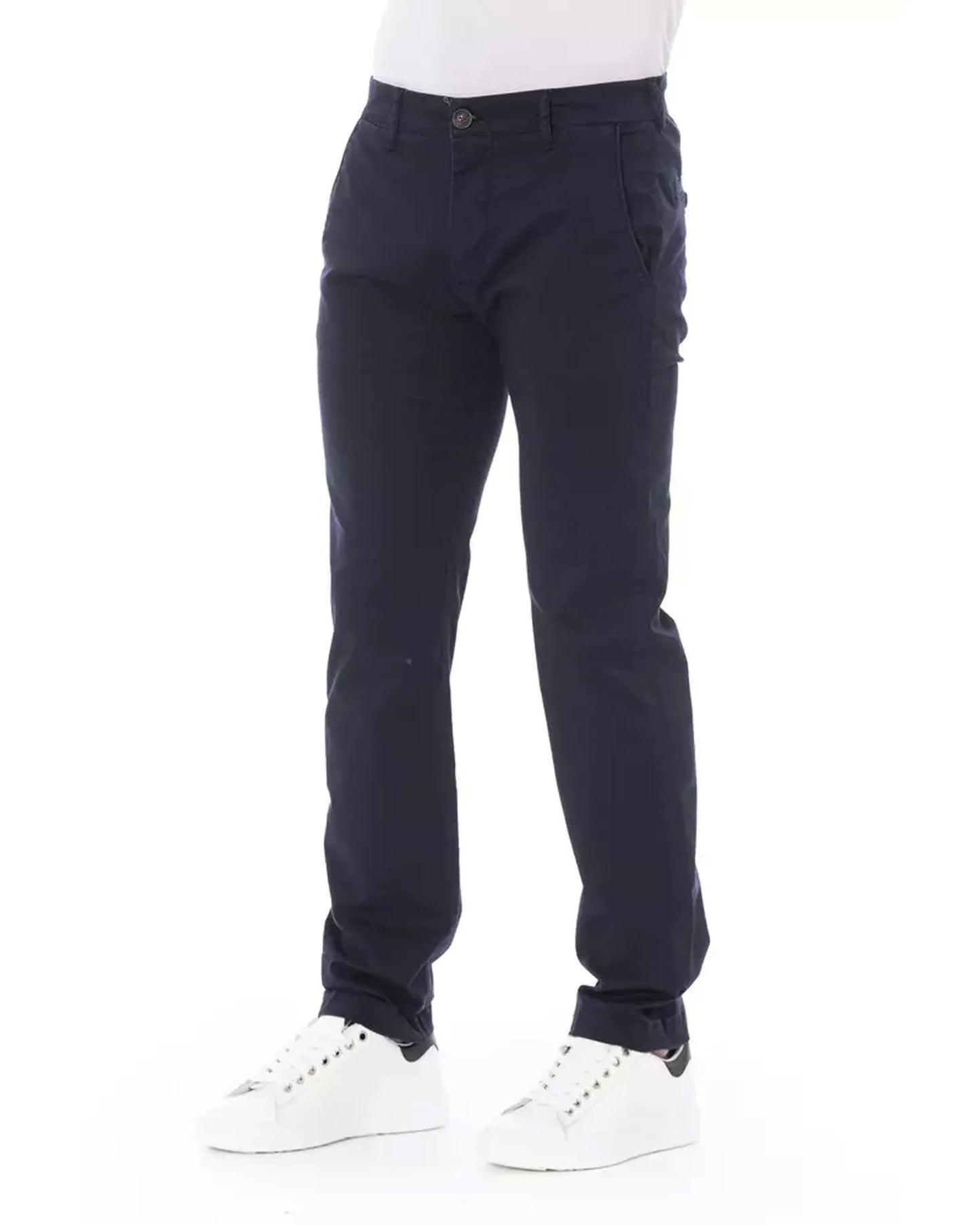 Solid Color Chino Trousers with Zipper and Button Closure W32 US Men