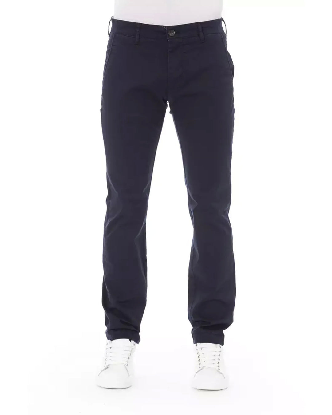 Solid Color Chino Trousers with Zipper and Button Closure W34 US Men