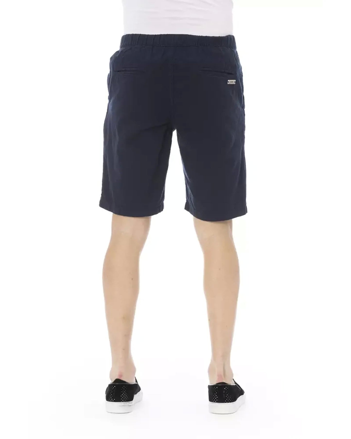 Solid Color Drawstring Bermuda Shorts with Pockets W46 US Men