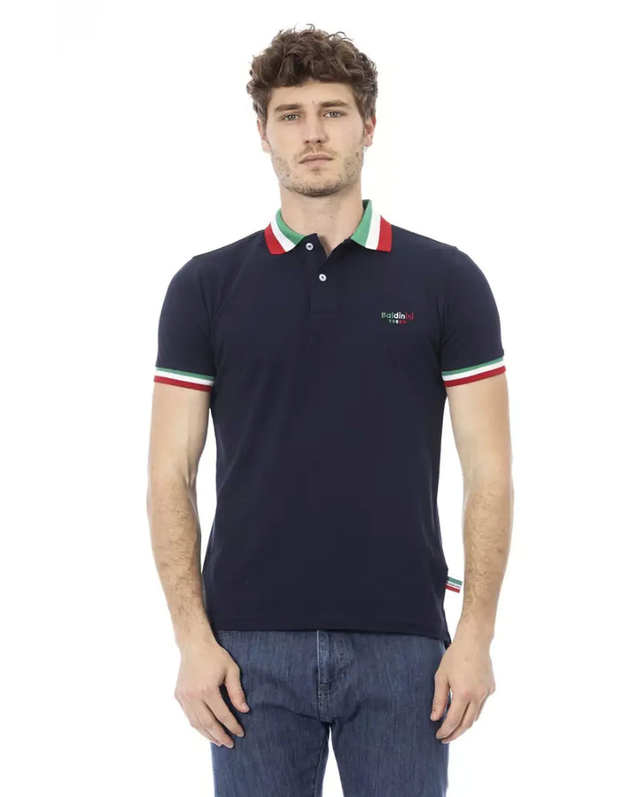 Embroidered Tricolor Collar Polo Shirt L Men