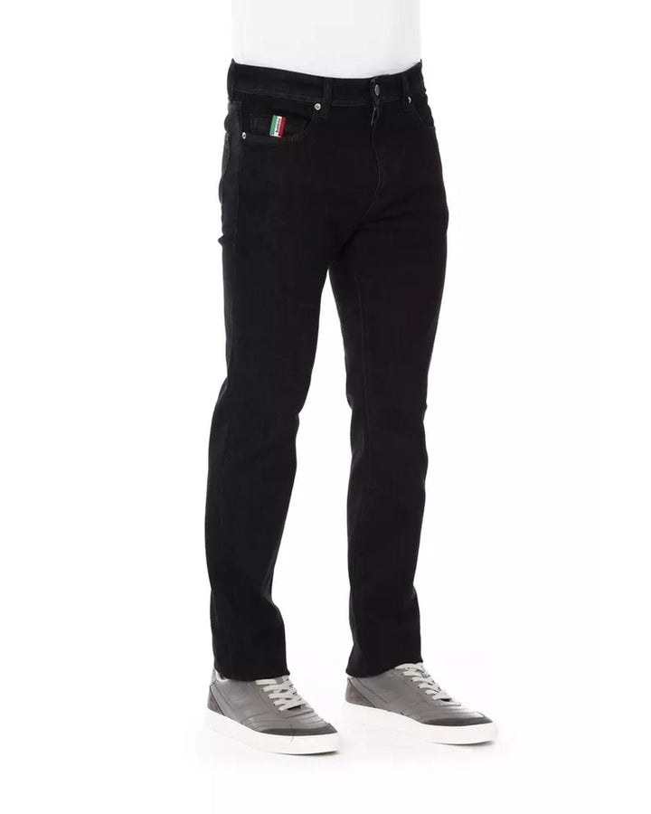 Regular Man Jeans with Logo Button and Tricolor Insert W32 US Men