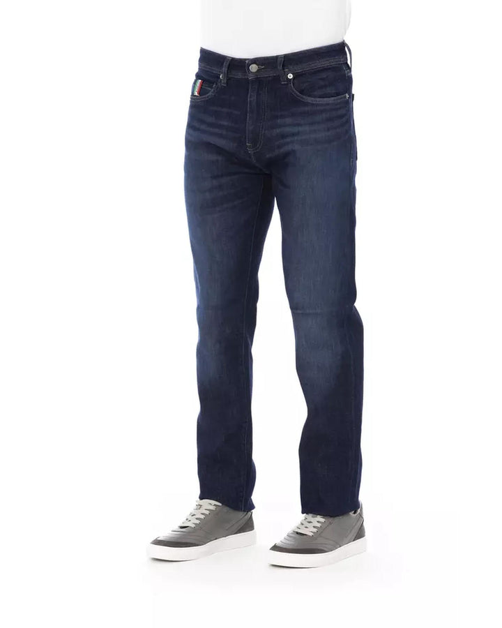 Logo Button Regular Man Jeans with Tricolor Insert W38 US Men