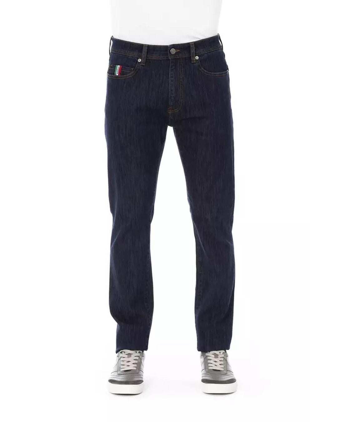 Logo Button Regular Fit Jeans with Tricolor Insert and Contrast Stitching W36 US Men