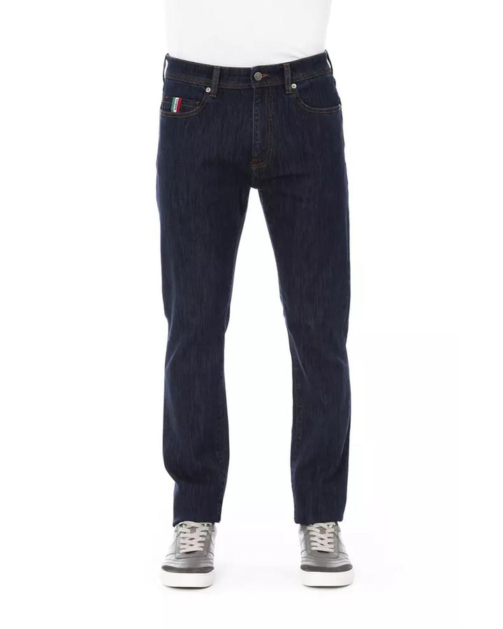 Logo Button Regular Fit Jeans with Tricolor Insert and Contrast Stitching W42 US Men