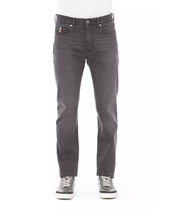 Logo Button Regular Man Jeans with Tricolor Insert W34 US Men