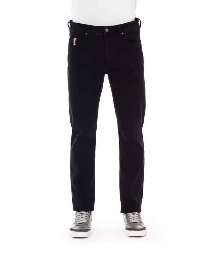 Regular Fit Jeans with Logo Button and Tricolor Insert W38 US Men