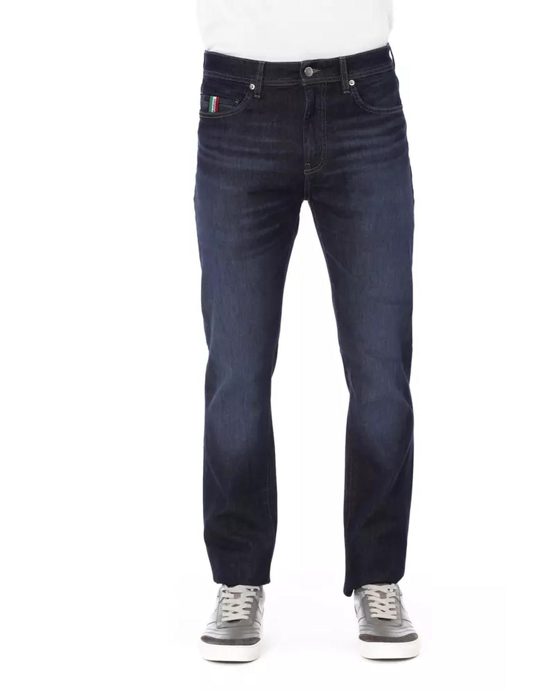 Logo Button Regular Fit Jeans with Tricolor Insert and Contrast Stitching W33 US Men