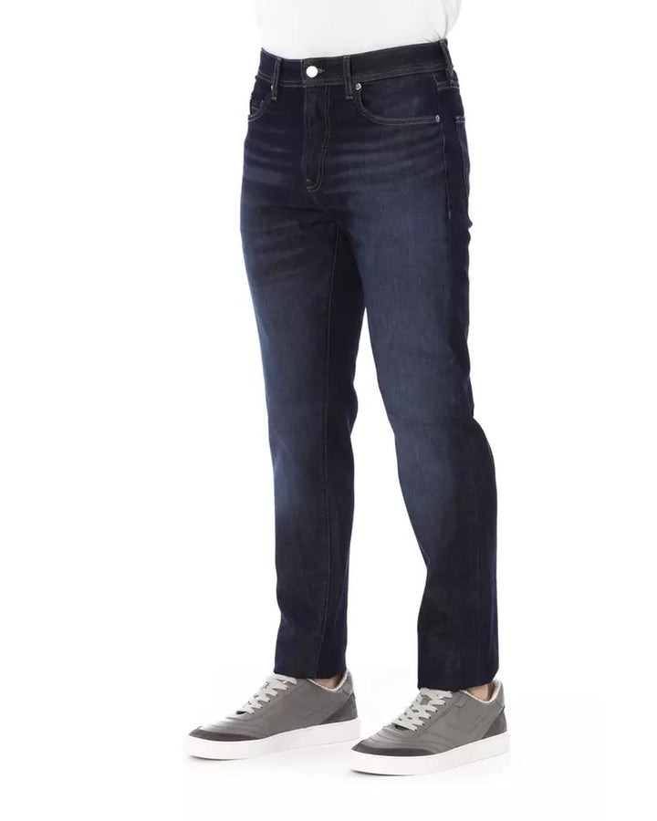 Logo Button Regular Fit Jeans with Tricolor Insert and Contrast Stitching W33 US Men