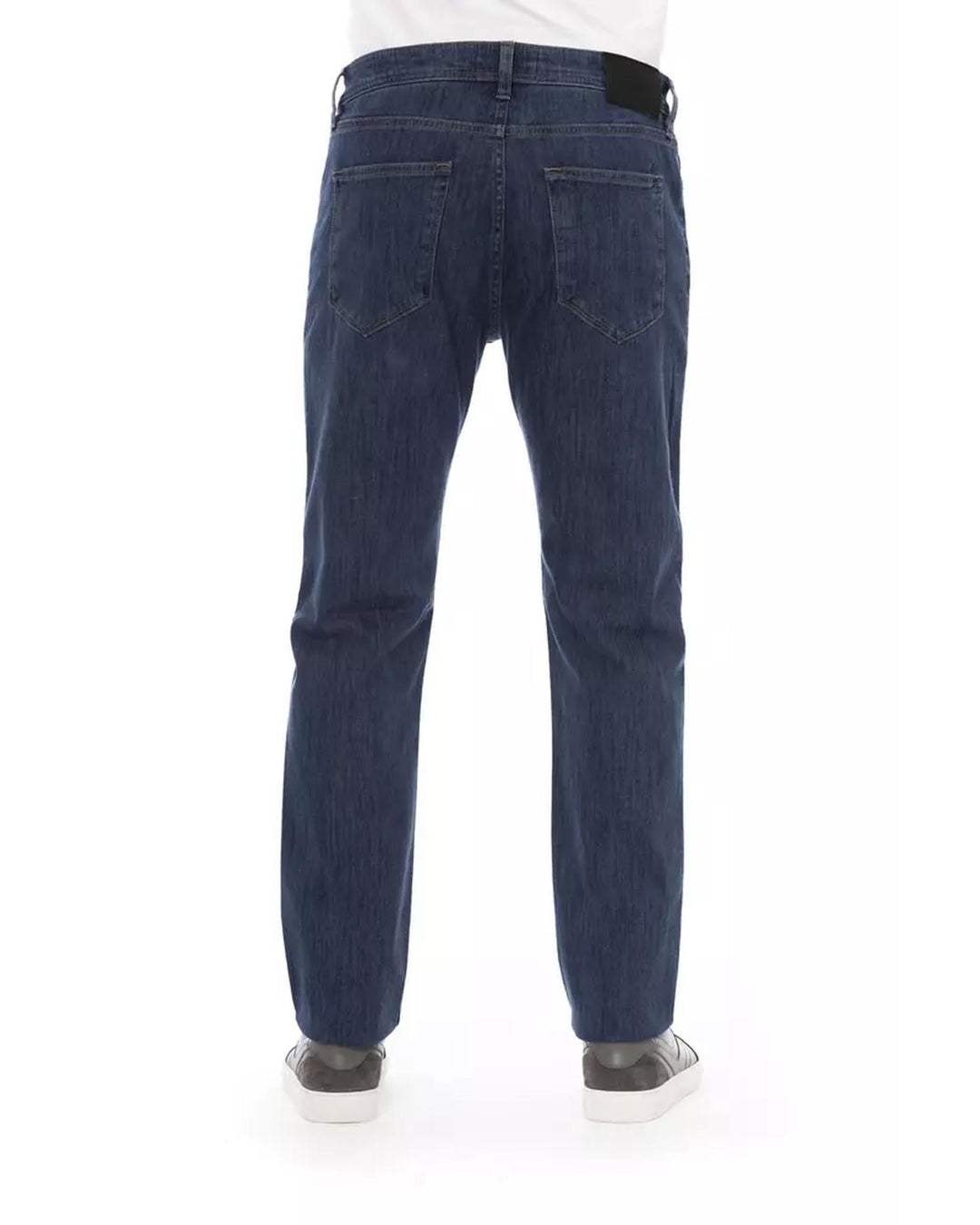 Logo Button Regular Man Jeans with Tricolor Insert and Contrast Stitching W32 US Men