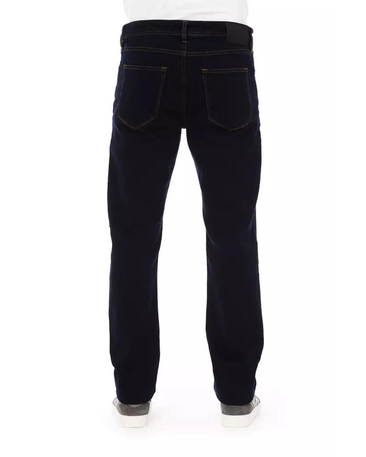 Regular Man Jeans with Logo Button and Tricolor Insert W36 US Men