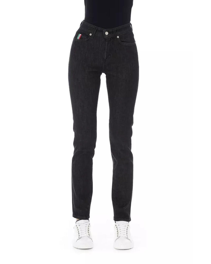 Regular Jeans with Logoed Button and Tricolor Insert. W27 US Women