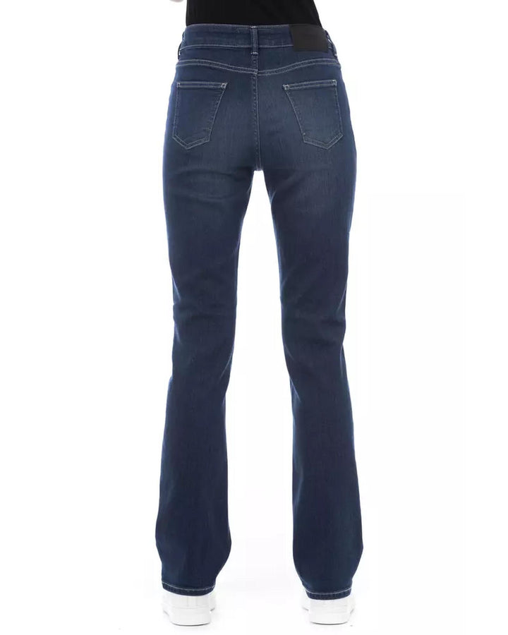 Regular Jeans with Logoed Button and Tricolor Insert W33 US Women