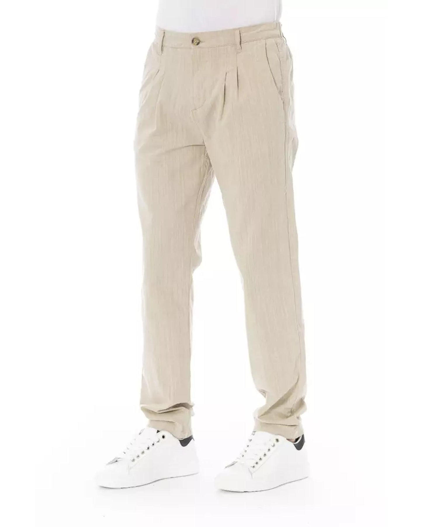 Front Zipper and Button Closure Chino Trousers with Side and Back Pockets 44 IT Men