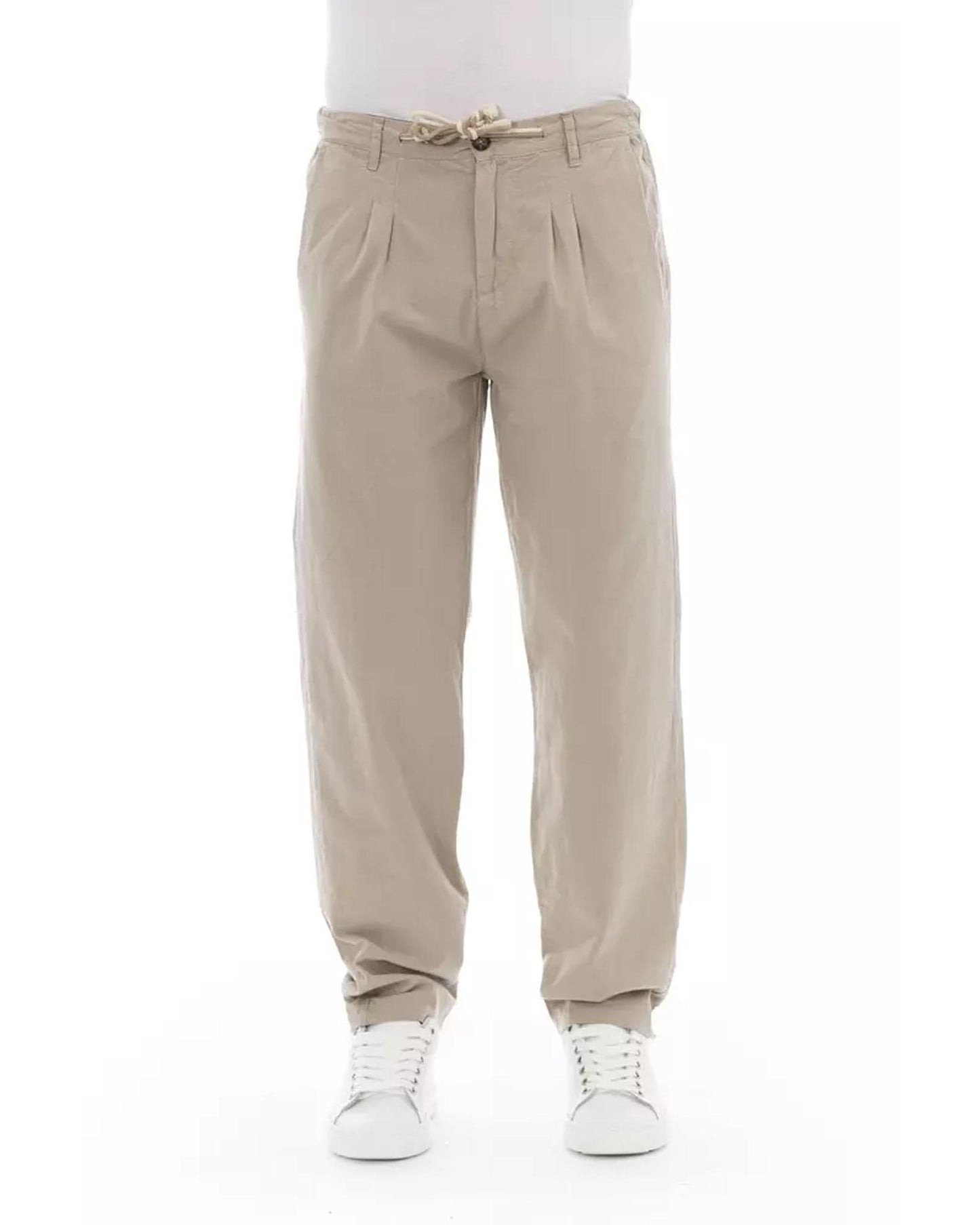 Front Zipper and Button Closure Chino Trousers 46 IT Men