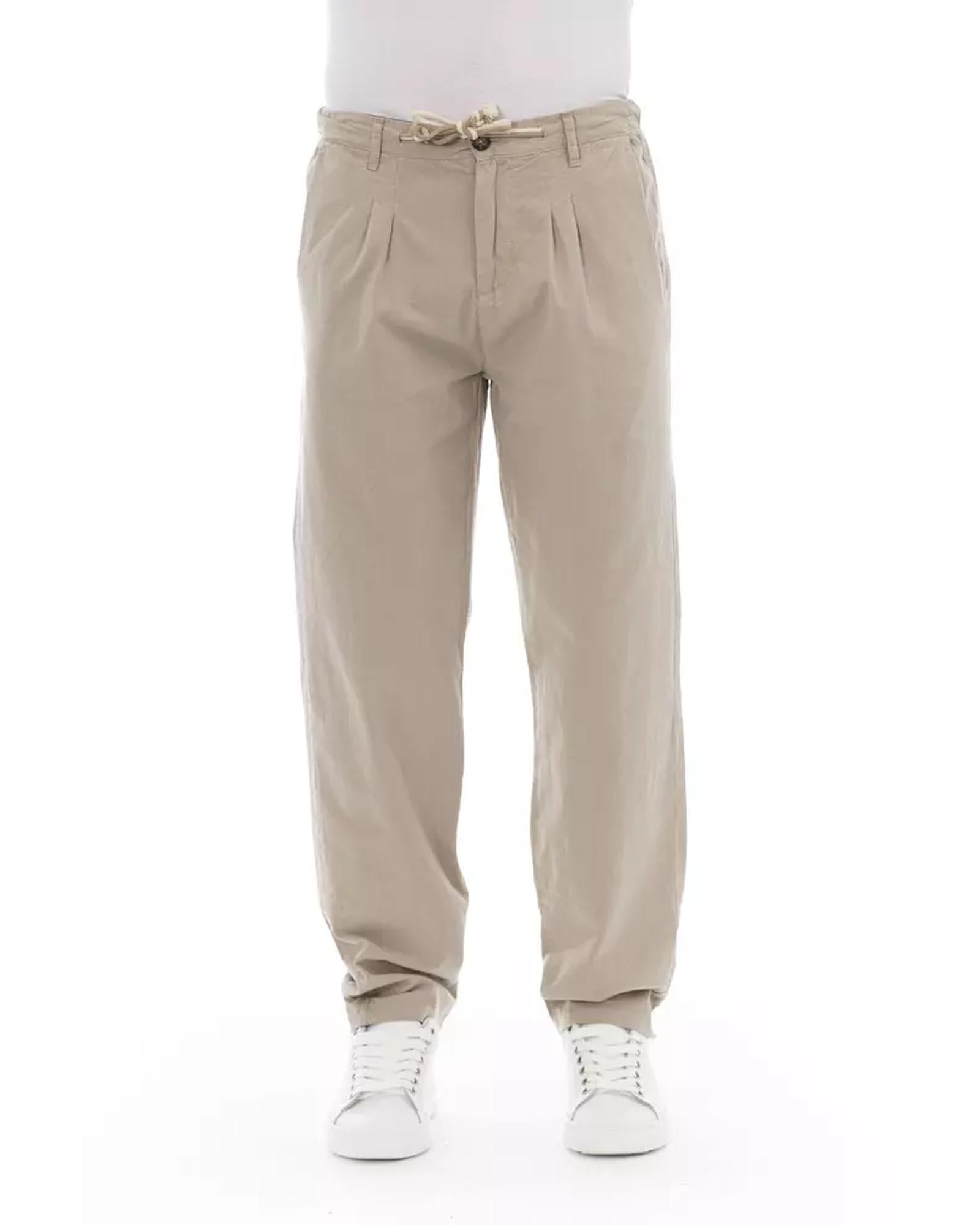 Front Zipper and Button Closure Chino Trousers 48 IT Men