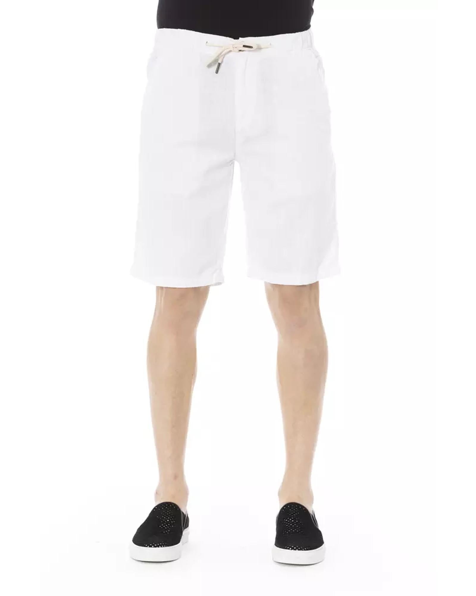 Solid Color Drawstring Bermuda Shorts with Pockets W44 US Men