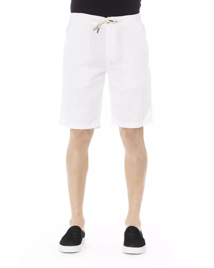 Solid Color Drawstring Bermuda Shorts with Pockets W44 US Men