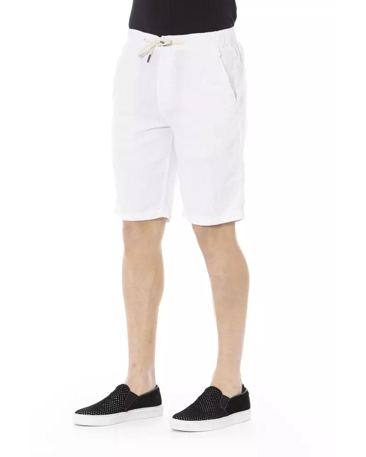 Solid Color Drawstring Bermuda Shorts with Pockets W44 US Men