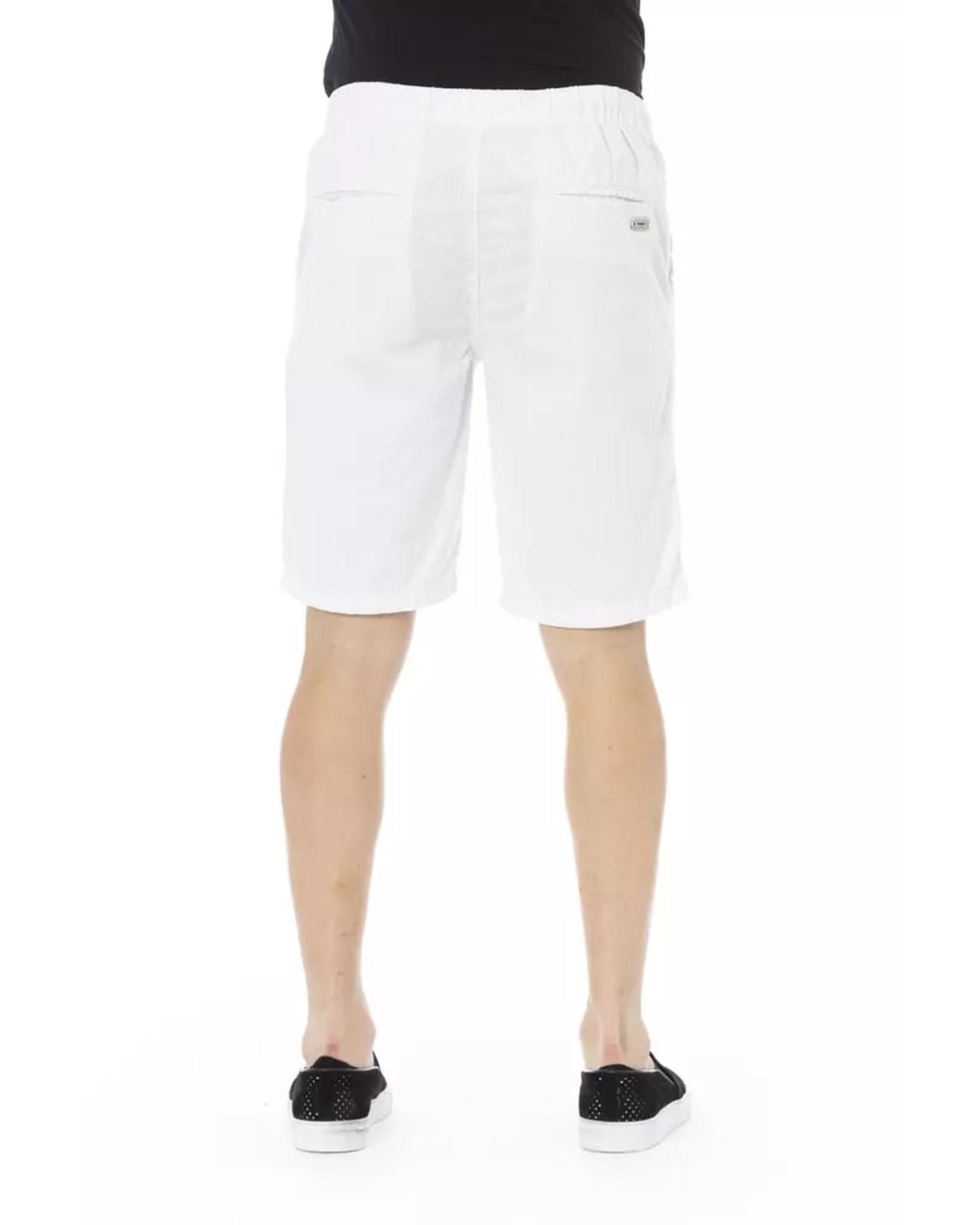 Solid Color Drawstring Bermuda Shorts with Pockets W44 US Men